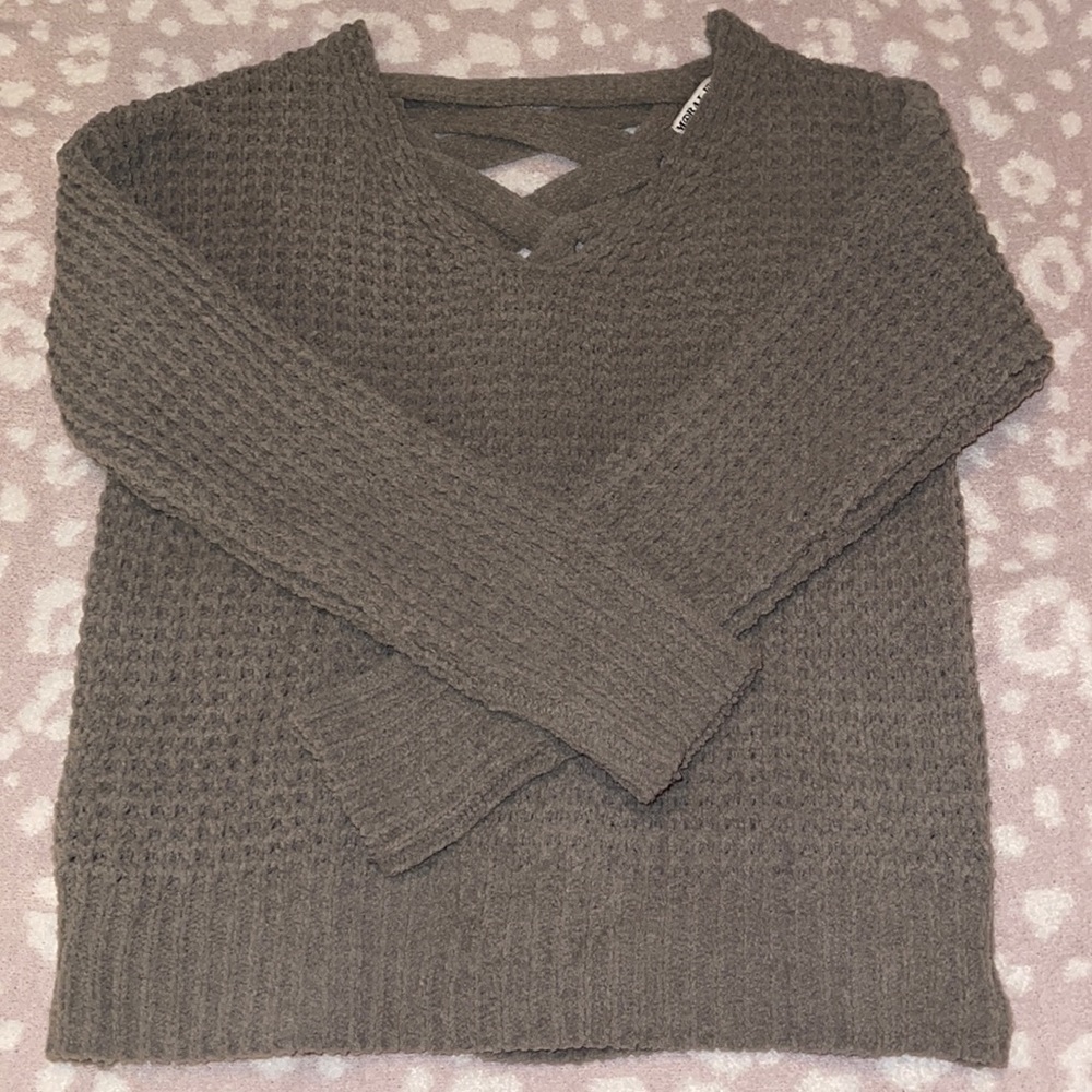 Green knitted sweater